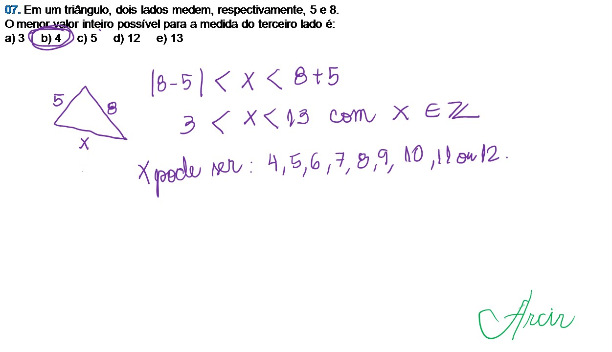 Exercicio Condição De Existencia De Um Triangulo