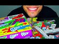 Asmr fruit roll up gusher fruit by the foot candy bites assorted flavors chewy eating show mukbang