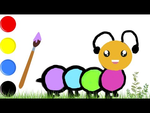 Cómo Dibujar y Colorear Oruga | Aprender Animales | Aprender Colores | Aprender Español y Inglés