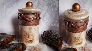 A glass jar ♡♡♡Decoupage tutorial