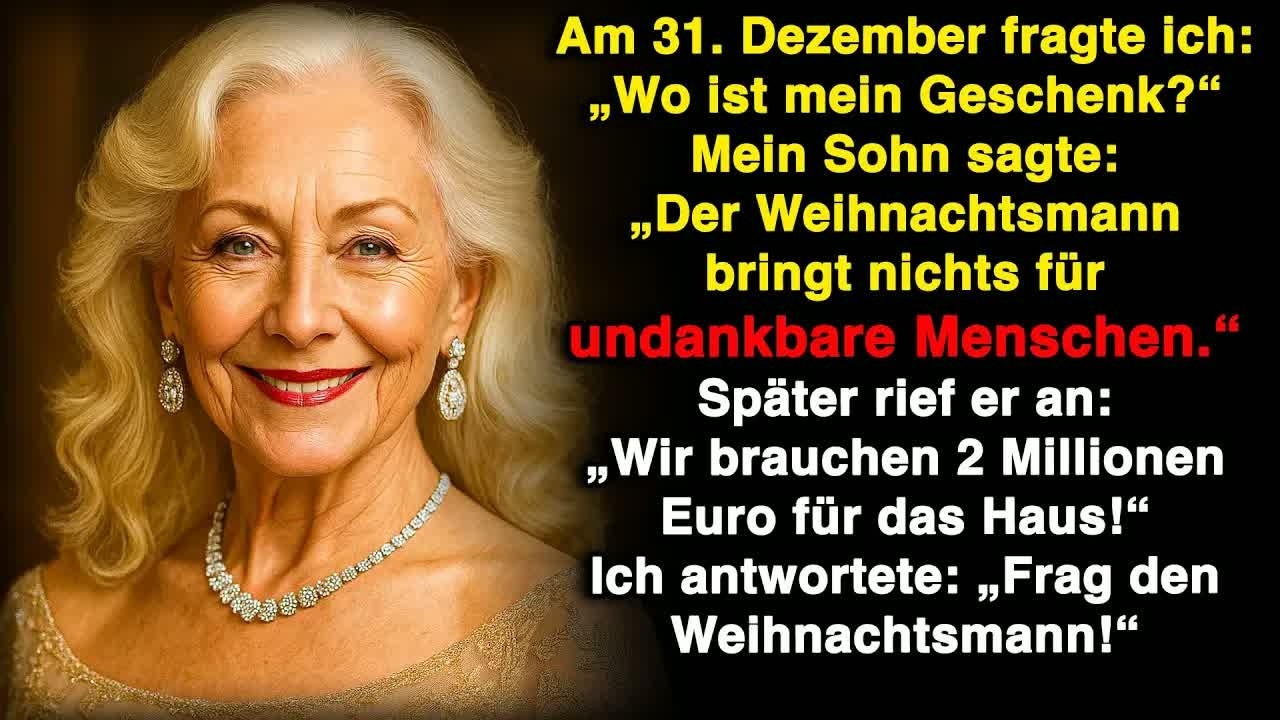 Silvester 2024: Nachdem ich stundenlang für die Feier gekocht hatte, trat ich zu meinem Sohn Tobias und fragte schüchtern: „Und wo ist mein Geschenk?“ Er lachte grausam und sagte: „Der...