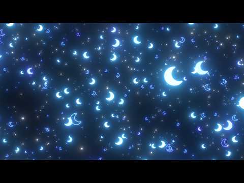 Blue Glowing Night Time Crescent Moon Shapes Raining Falling Down 4K Background VJ Video Effect