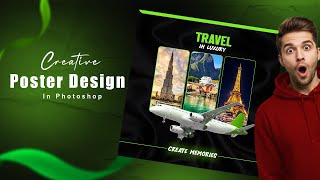 Travel Poster Design in Photoshop | Luxury Travel Flyer Tutorial | Pixel Dot screenshot 2