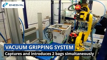 packaging line with ice box palletising robot enesval