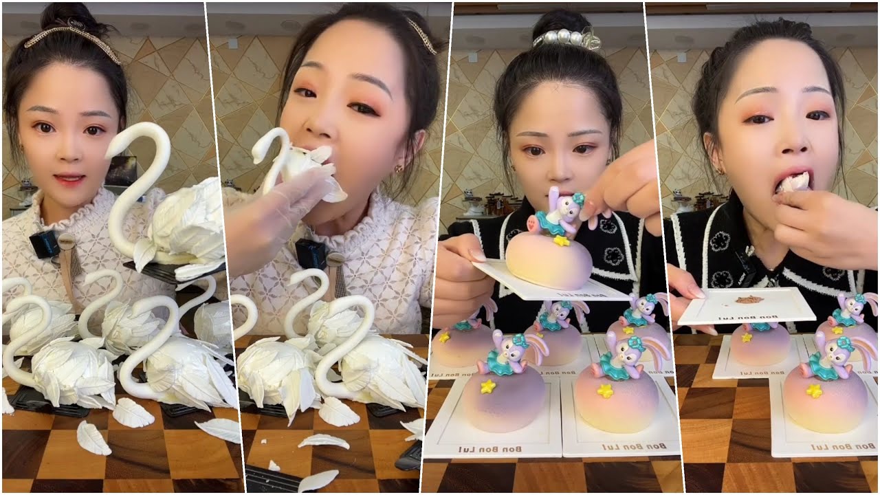 ASMR MUKBANG *Big Bites* 大咬 character cake 