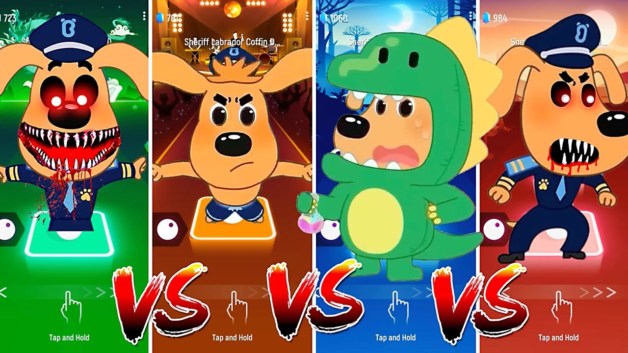 Sheriff Labrador Team 🐾🆚️ Sheriff Labrador Exe Team 👮‍♂️💥 Who Is the Best? 🎯  #tileshop #coffindance