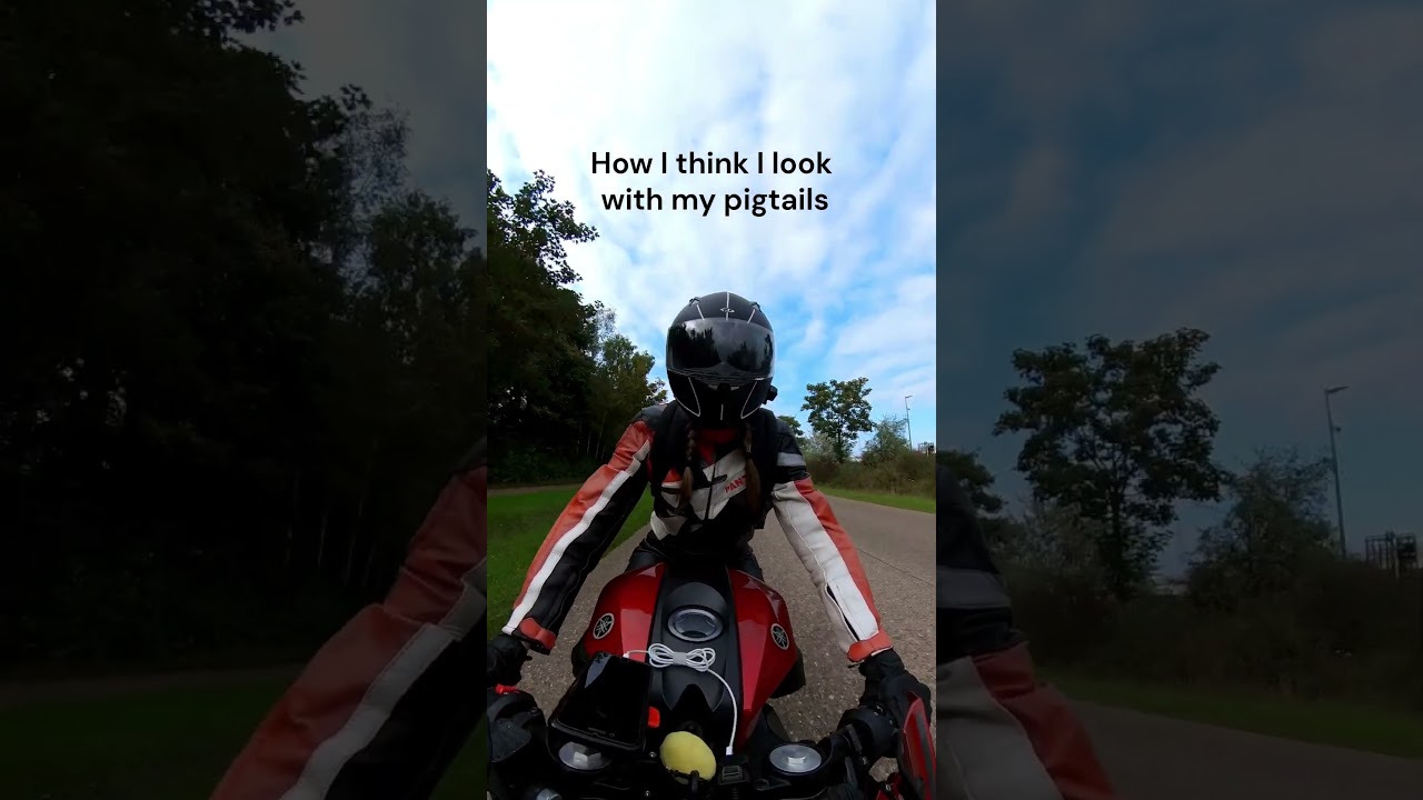 Female biker struggles 
