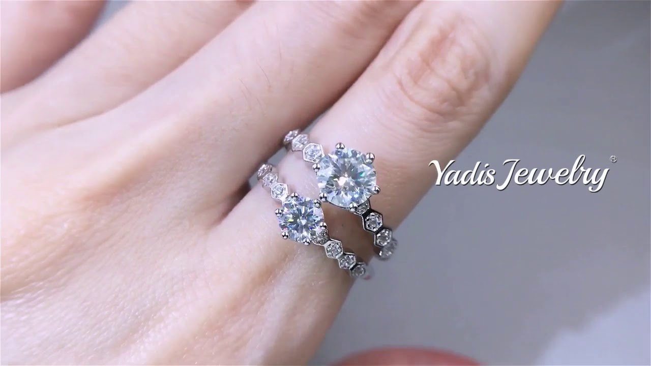 Yadis Jewelry YR2013 Women Ring Scrobiculate Moissanite and Cubic Zirconia Engagement Wedding Ring