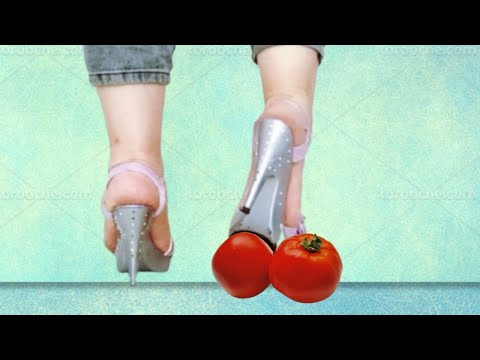 Chopping vegetables with feet
