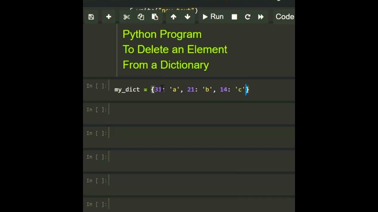  python program to delete an element from dictionary coding youtube