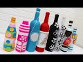 11 Glass bottle woolen craft | How to decorate glass bottles with wool