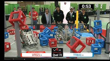2015 VEXU Q72 - UTEZ1 vs TTBA1 - 75 to 35-Division Div-VEX U-VEX Worlds 2015