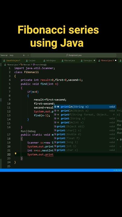Print Fibonacci series by using Java programming #java#program # ...