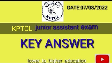 kptcl junior assistant 07-08-2022 | key answer #kptcl-key answers