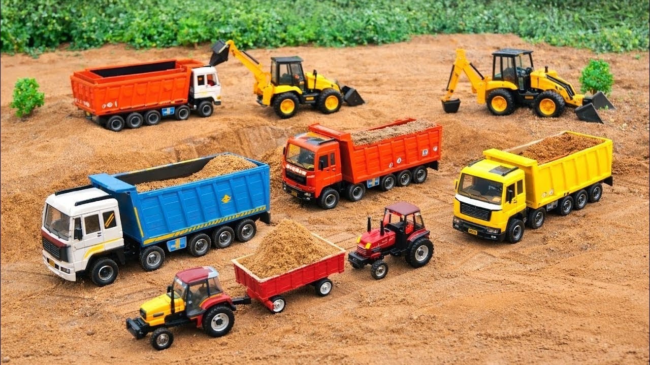 Toy JCB Loading Sand | Dump Truck & Tractor Toys | Kids Construction Fun Video#CSNToyCreator
