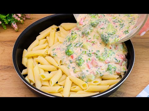 Ich mache diese cremige Pasta mit Brokkoli jeden Tag! Leckeres und sehr einfaches Abendessen Rezept.