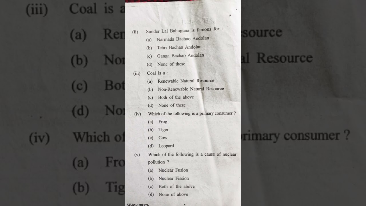 Previous year question paper of Environmental Science||BP206T || 