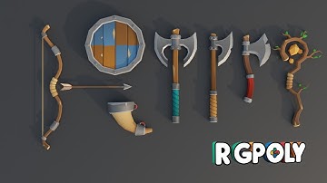 Episode 3: Modeling Shield, Horn & Druid Staff | Low Poly Timelapse