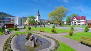A little village in the Polish mountains (Beskidy) (Aerial Drone Footage)