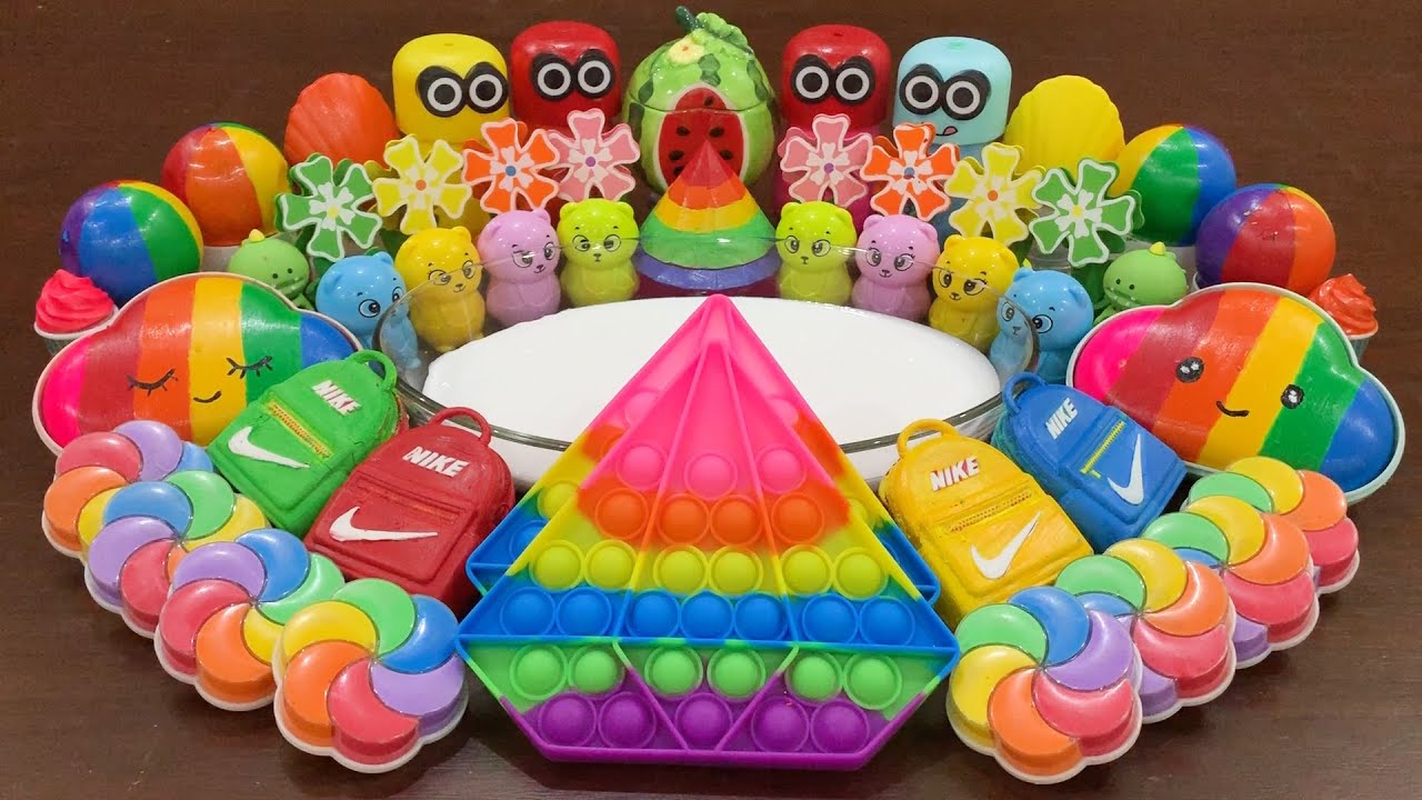 Makeup And CLay Into Clear Slime! Best Slime! Satisfying Slime Video! 