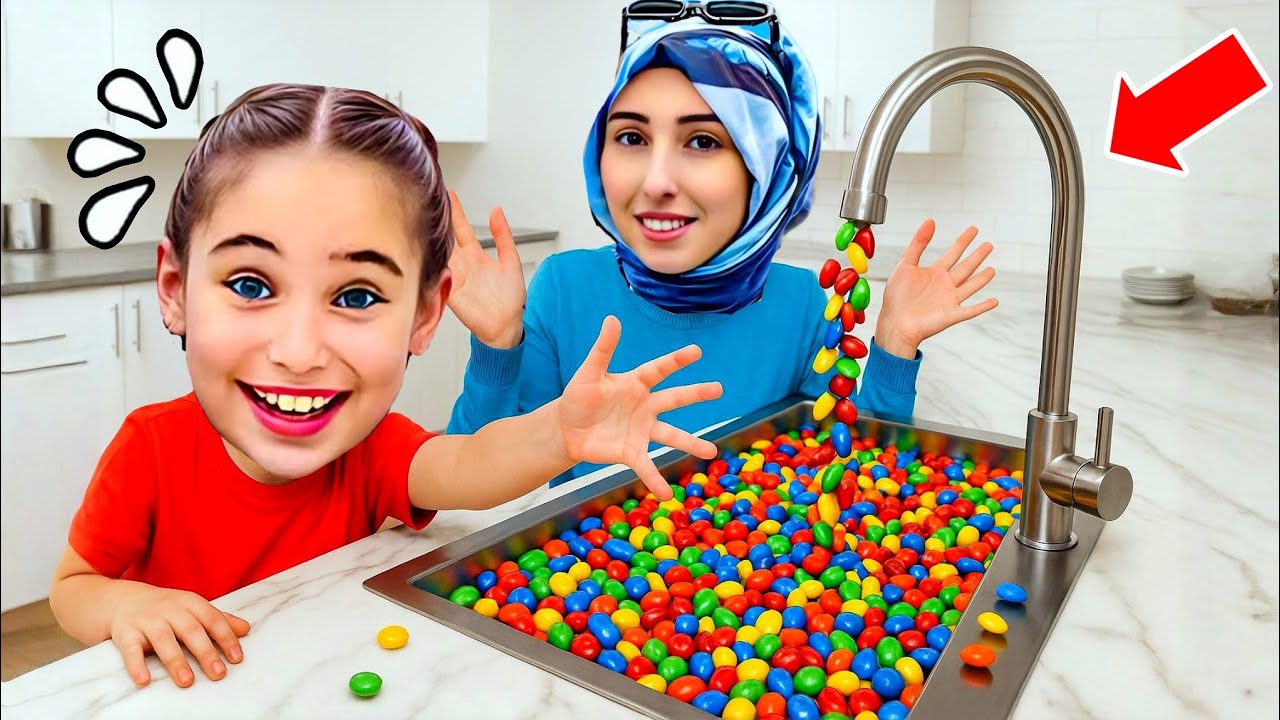 ELİF SİNEM SİHİRLİ MUSLUKTAN ÇİKOLATALI ŞEKER AKIYOR ‼️ ANNEM İNANMADI !! 