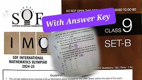 Class 9 IMO Set B Answer Key 2024 - 2025 Level 1/ SOF IMO Answer Key Class 9 2024/ IMO Answer Key