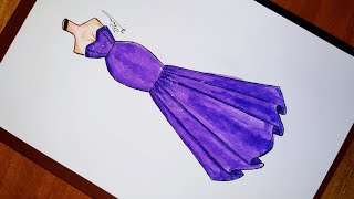 رسم فستان سهرة سهل خطوة بخطوة  4 \ Comment dessiner une robe