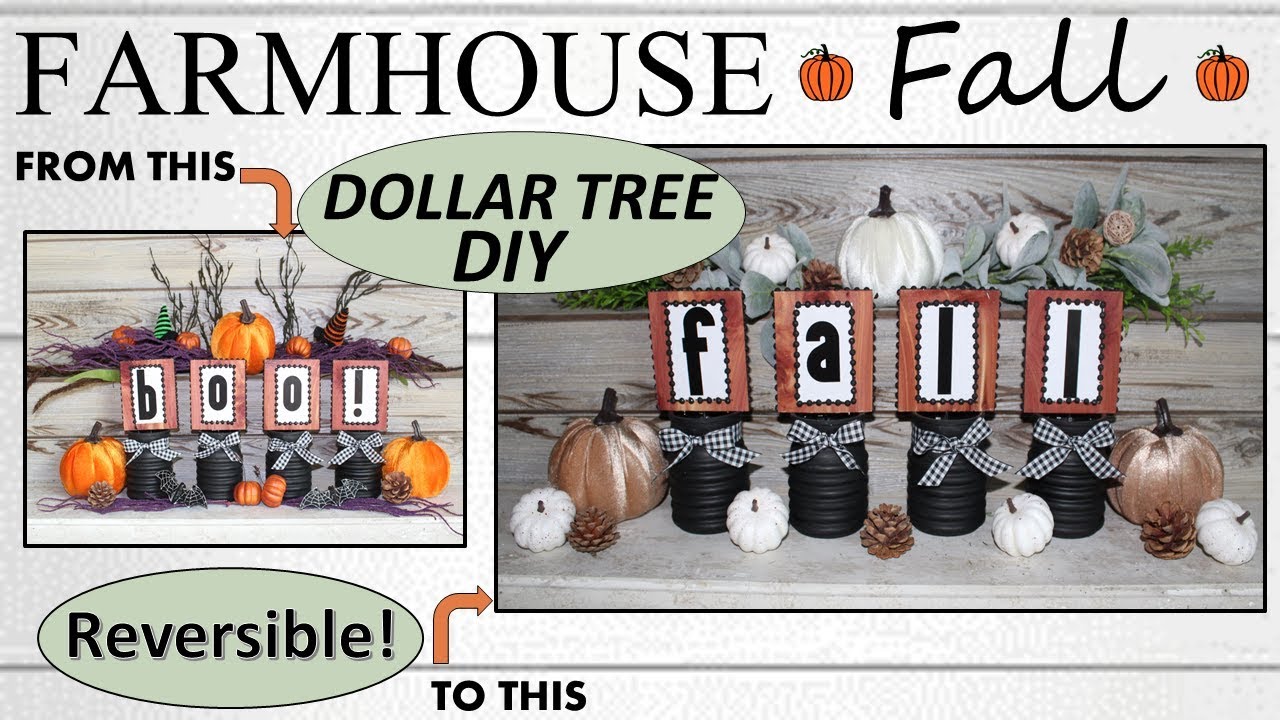 FARMHOUSE FALL DECOR (2019) | Dollar Tree DIY | REVERSIBLE! - YouTube