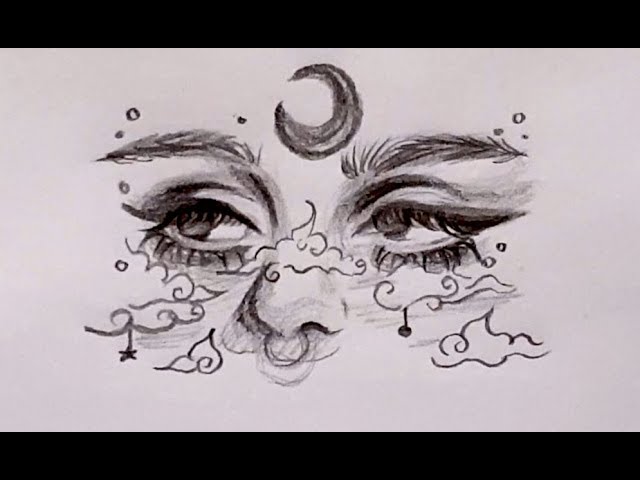 á´´á´° Easy Draw Girl With Aesthetic Makeup Moon And Clouds Youtube