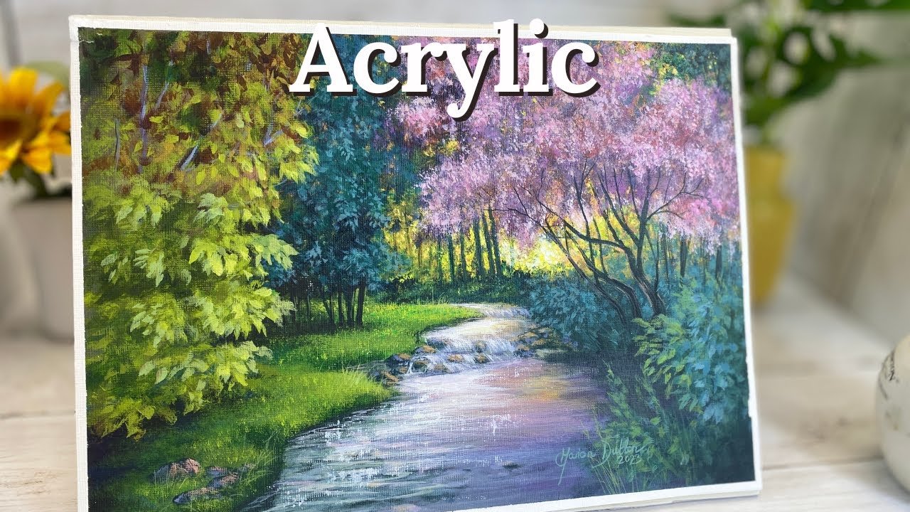 Landscape painting with Acrylic | Easy