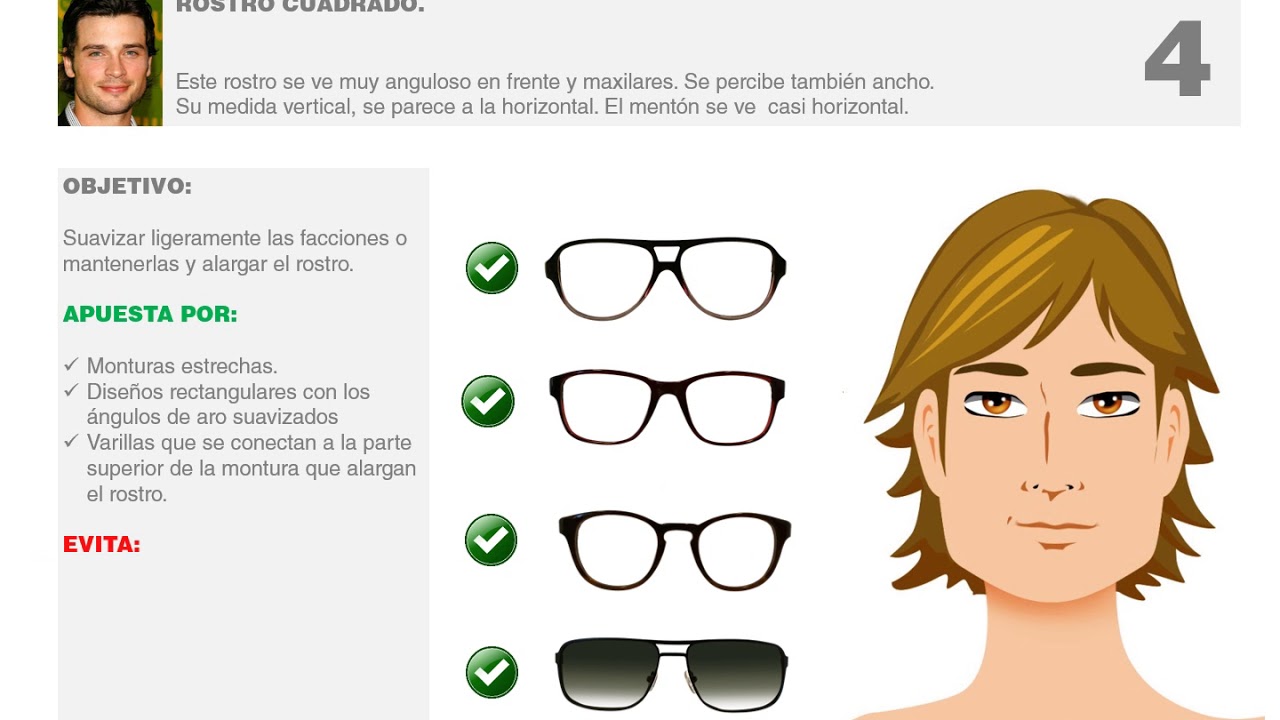 Hombres, gafas ideales para cuadrados YouTube