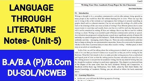 Language through Literature- Unit 5 Academic writing | Semester 3rd| B.A B.A(P) B. Com | DUSOL/NCWEB