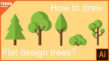 How to draw flat design trees? (Illustrator) | How to draw flat design?