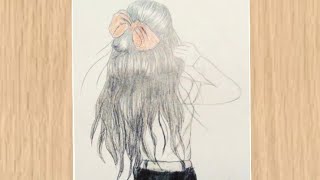 How to draw a girl with beautiful hair/رسم سهل/رسم شعر فتاة من الخلف/Нарисуй девушку/Bir kız çizilir