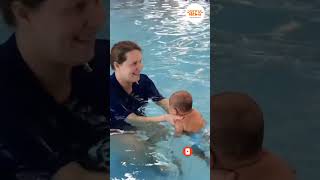 Baby Learns To Swim With His Mother #shorts