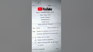 M.Sc Math PDE Question Paper 2nd Semester 2024 - All Universities #exam #mdu #math #msc