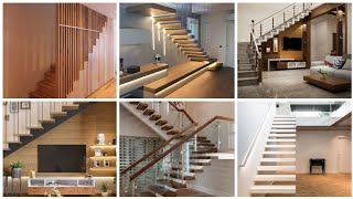 Beautiful Duplex Stair Design | Amazing Wood And Glass stair case design | Tv unit under stairs