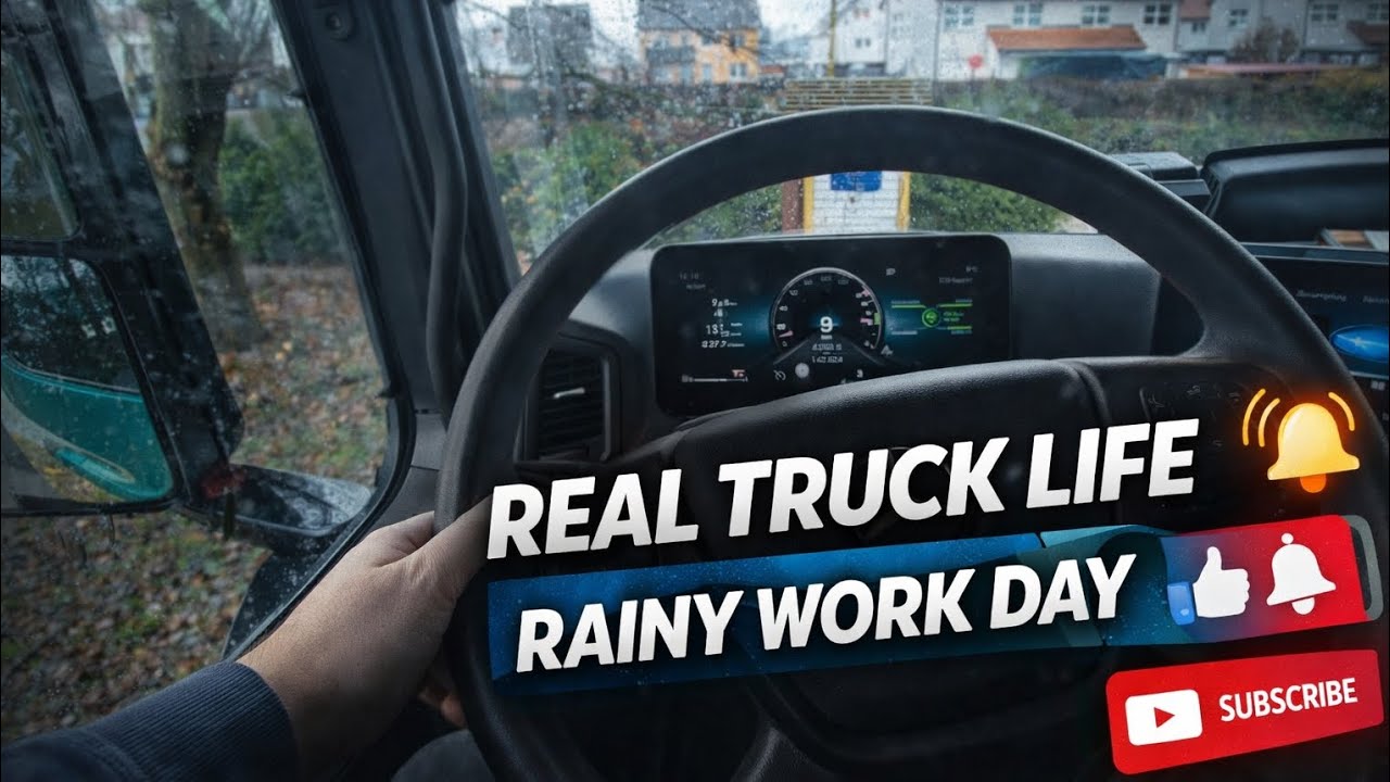 Driving All Day in Cold Rain… Real Construction Truck Life 🌧️ POV