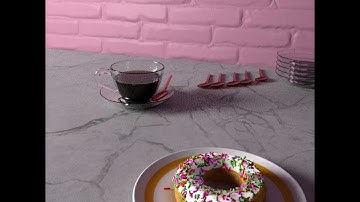 Blender Doughnut 3D  animation  with coffee cup