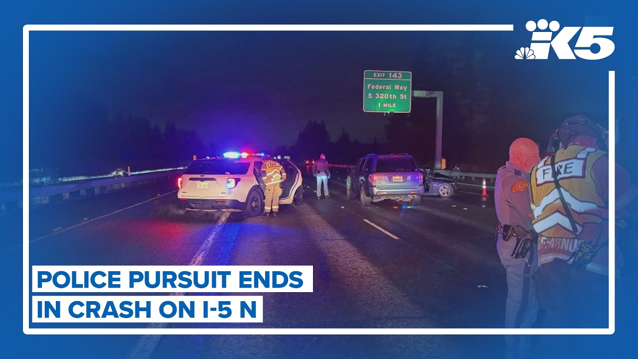 Police pursuit ends in crash on I-5 N in Federal Way - YouTube