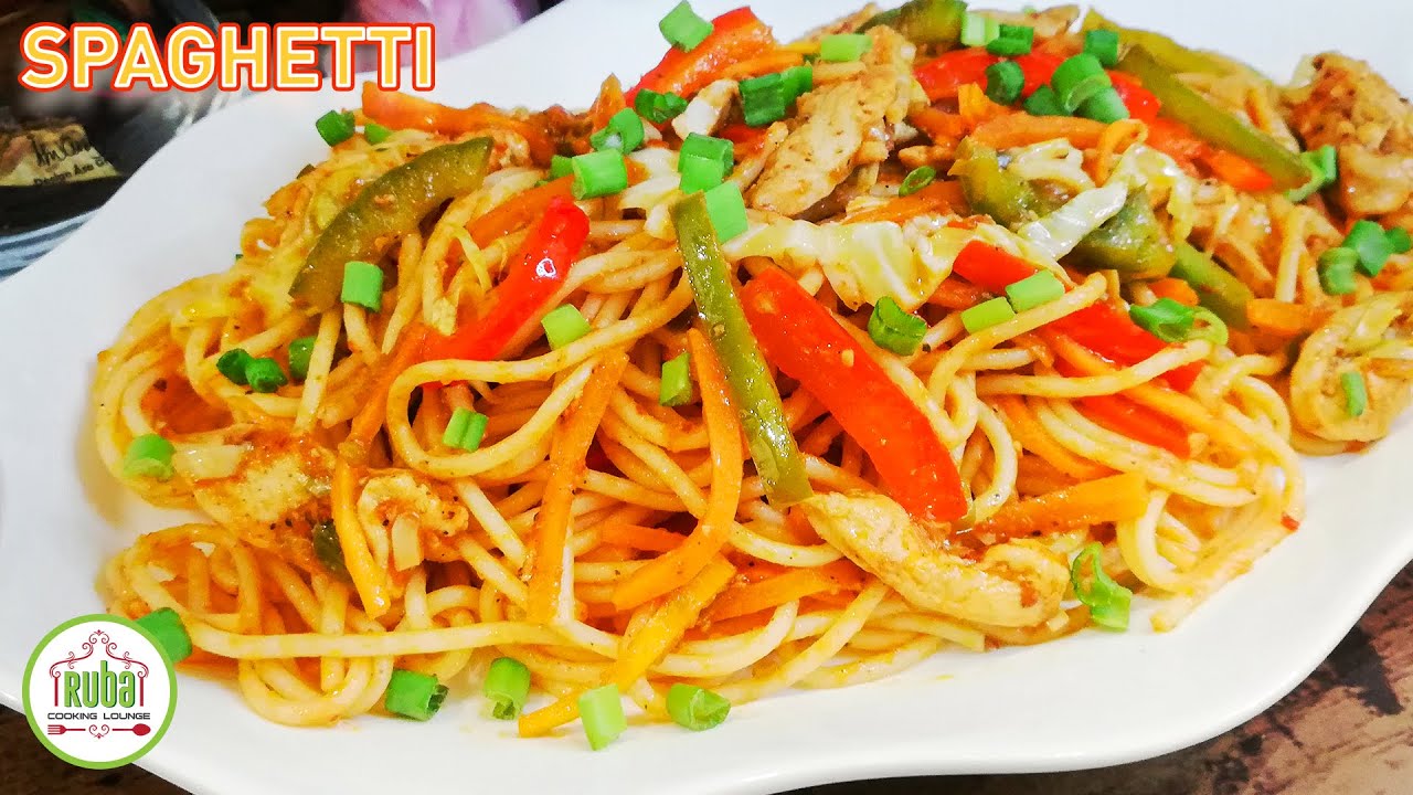 The Ultimate Spaghetti Recipe by Ruba Cooking Lounge | Spicy Chicken Vegetable Spaghetti | Spaghetti