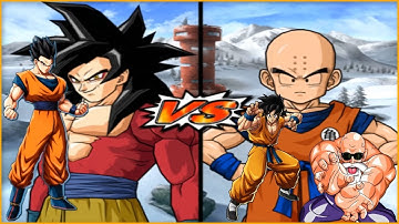 DBZ BT3 - SSJ4 Goku and Ultimate Gohan VS Krillin, Yamcha and Max Power Master Roshi [Request Match]