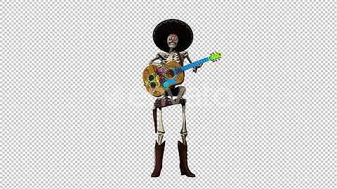 Skeleton Playing Guitar - Mexican Desperado - Transparent Loop | Motion Graphics - Videohive tem...