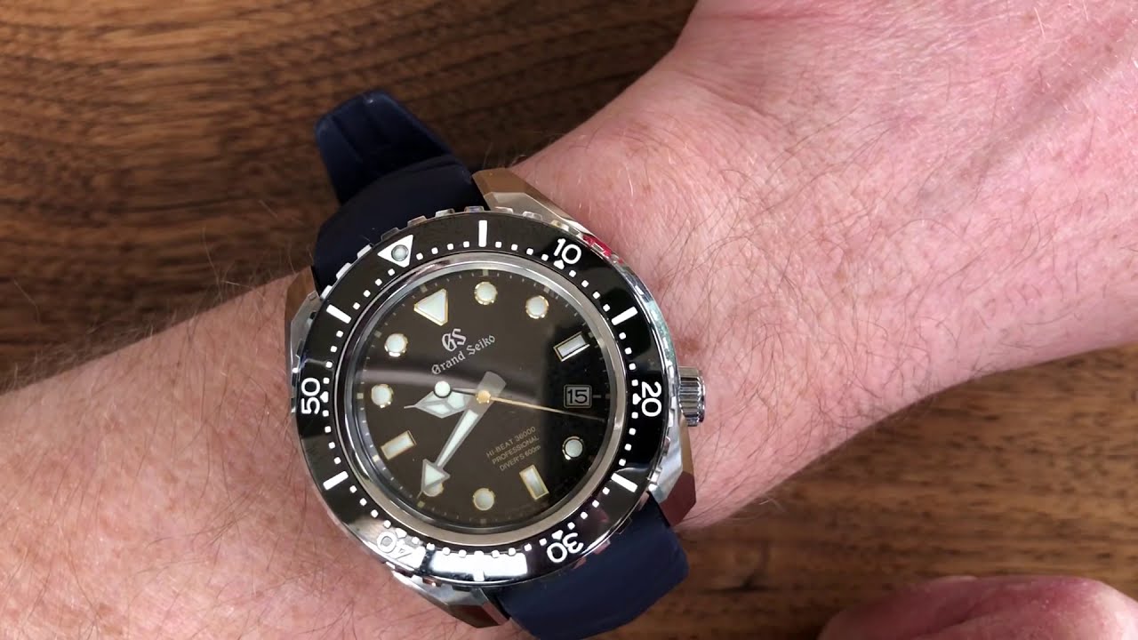 Strap review - Grand Seiko Pro 600m hiBeat diver on Rubber dive strap-  SBGH255 (or SLGA001) - YouTube