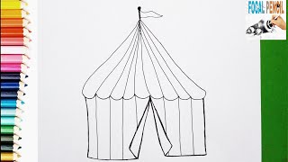 How To Draw Circus Tent - Step by Step