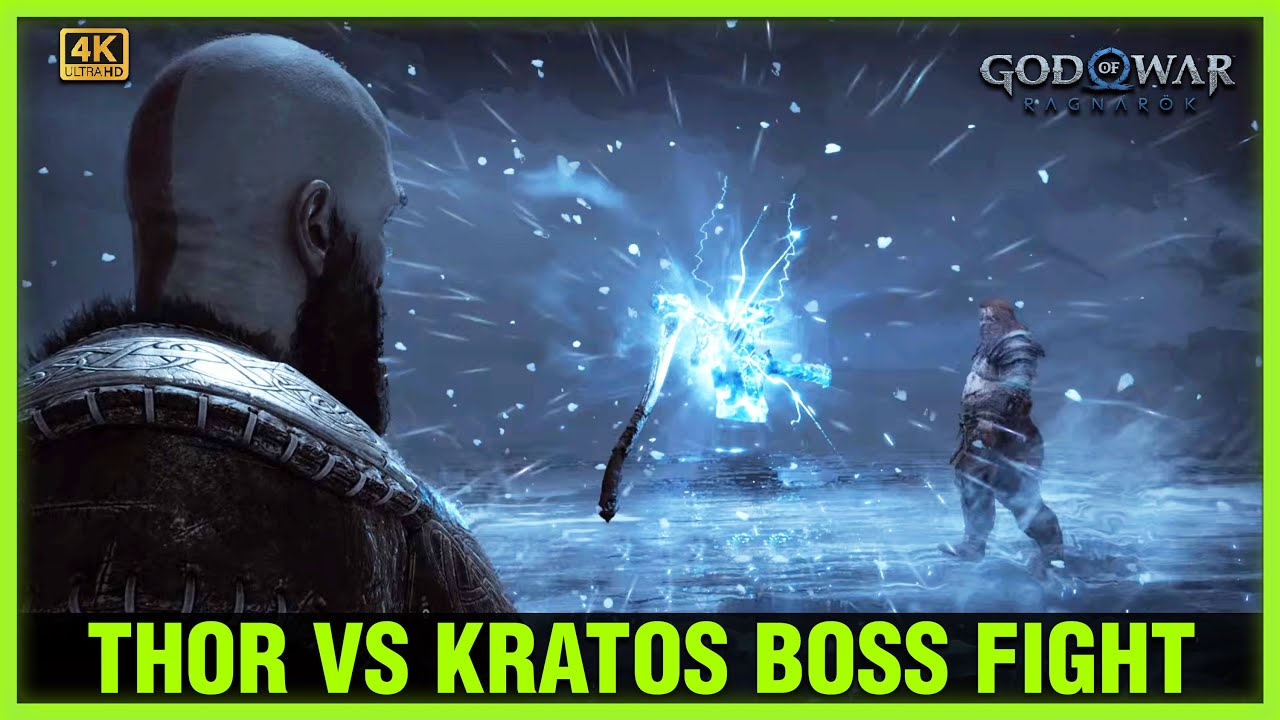 God of War 5 Ragnarok - THOR Vs Kratos Boss Fight PS5 (4K 60FPS