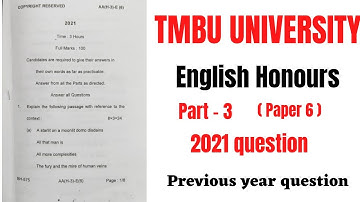 English honours previous year question paper | B.A part 3rd | Paper 6 | TMBU and MUNGER University