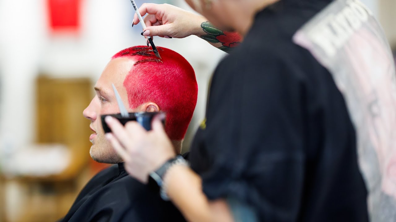 Bears paint rugby players hair to launch furry pink and black European Shirt!!