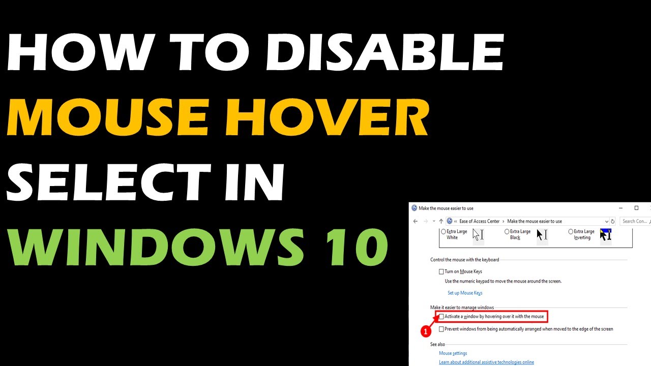 disable mouse hover windows 10