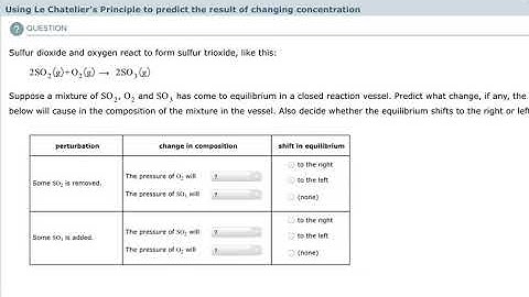 ALEKS - Using Le Chatelier’s Principle to predict the result of changing concentration